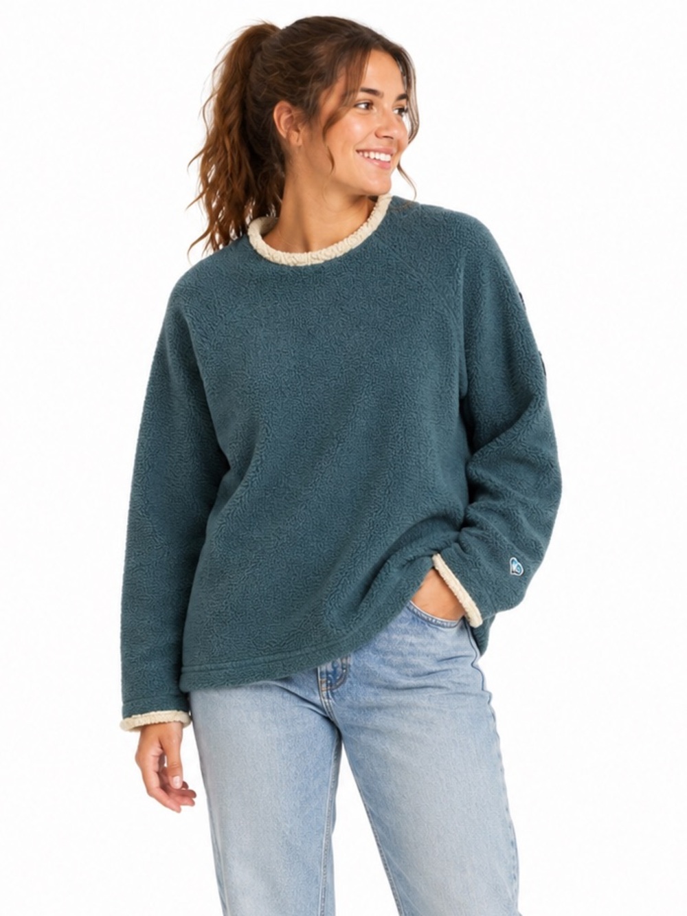 KÜHL ALFPACA Sherpa Fleece Crewneck Pullover Teal Outdoor Women's Small
